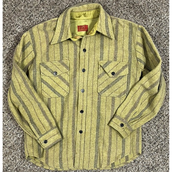 Sears Other - Vintage Kings Road CPO Wool Shadow Plaid Flannel Shirt Jacket 70s Men's Large